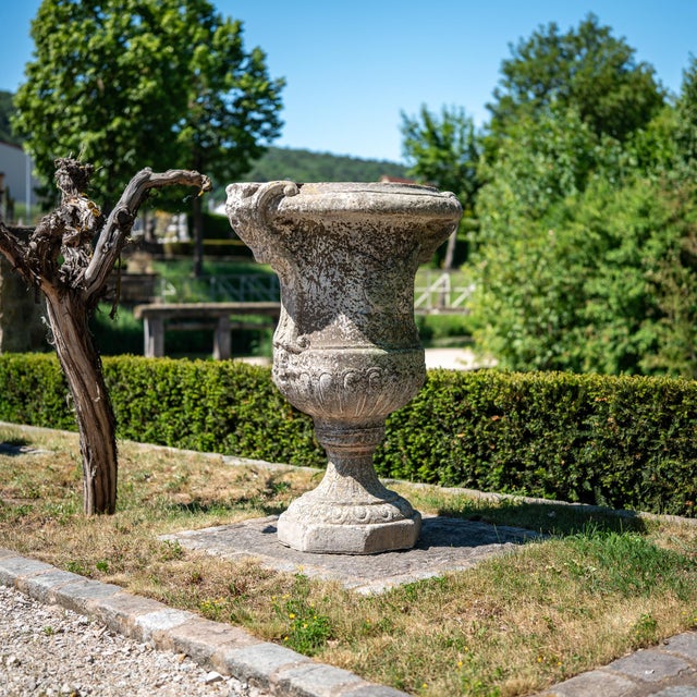 Large Garden Krater Vase in Cast Stone, 1990s For Sale - Image 3 of 13