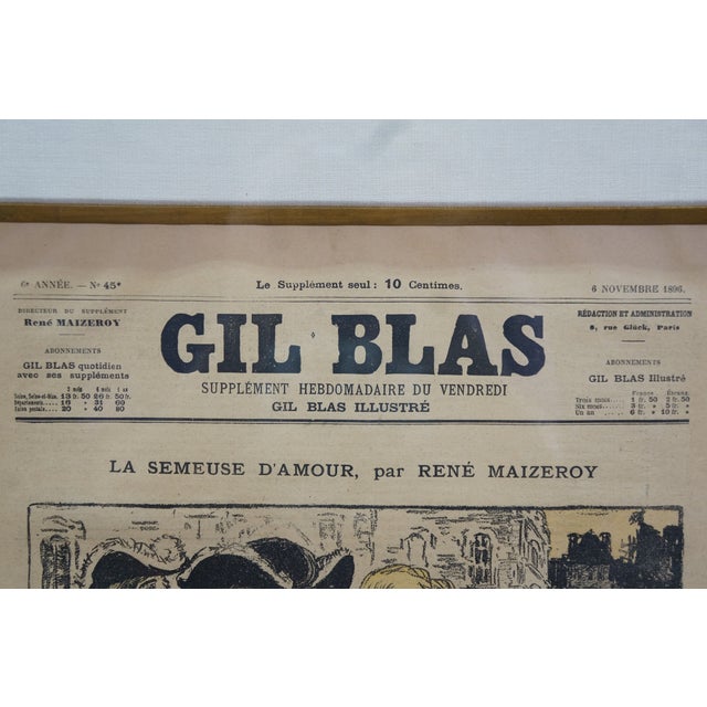 Antique Gil Blas French Belle Époque Newspaper Advertising Framed Steinlen 23" - Set of 4 For Sale - Image 9 of 18