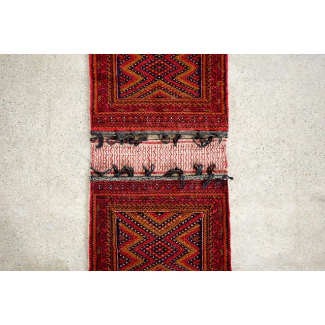 Textile Vintage Red Afghan Baluchistan Wool Tribal Saddlebag For Sale - Image 7 of 11