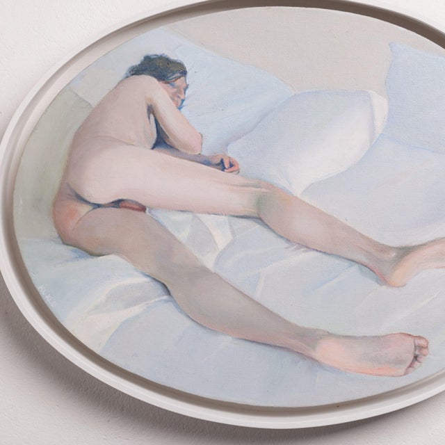 Justyna Kuklo, Sleeping Beauty II Tondo, Male Nude, 2011, Oil Painting on Canvas, Framed For Sale - Image 4 of 5