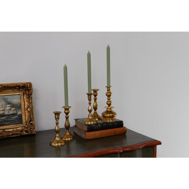 Vintage Danish Brass Candlesticks, 1950s, Set of 5 For Sale - Image 6 of 18