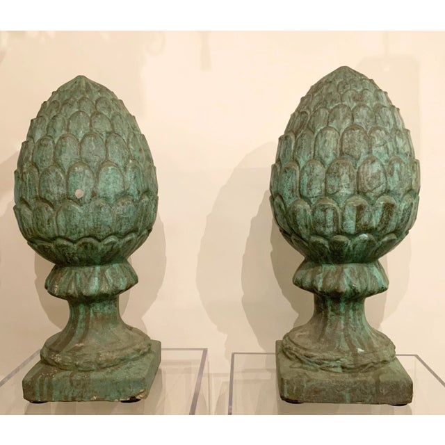 Pair of Verde Pineapple Garden Finials For Sale - Image 11 of 12