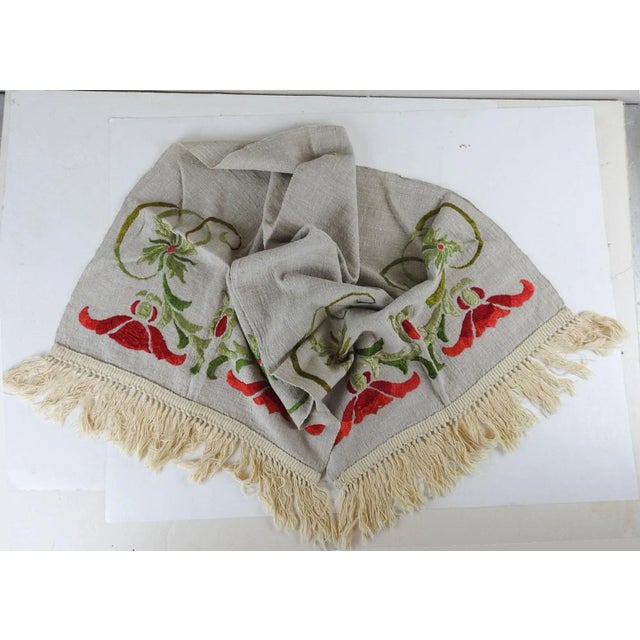Vintage Arts and Crafts Embroidered Linen Table Runner For Sale In Seattle - Image 6 of 6