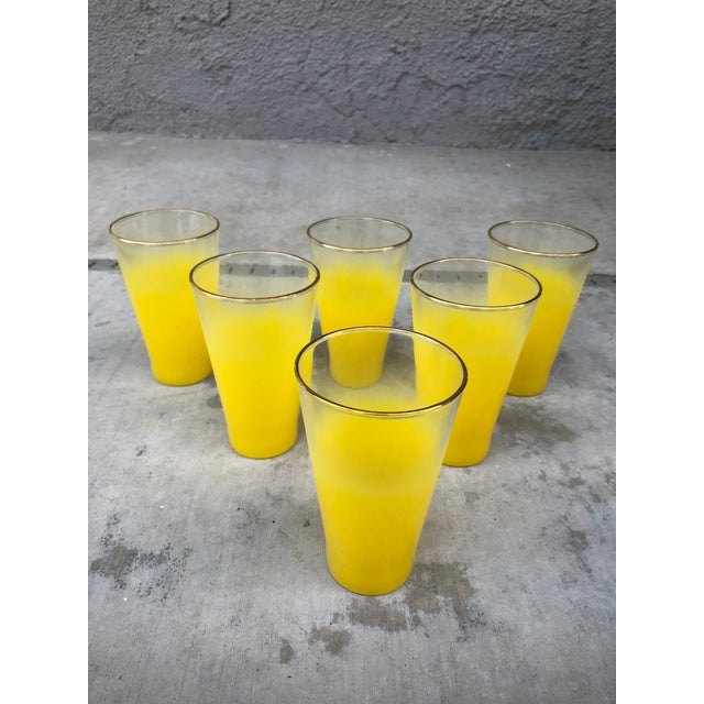 Vintage / Mid Century Modern Blendo West Virginia Glass Yellow Pitcher and Glasses - 7 Piece Set For Sale - Image 11 of 13