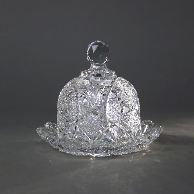 Antique Hawkes School Brilliant Cut Glass Butter Dish Cira 1890 For Sale - Image 4 of 7