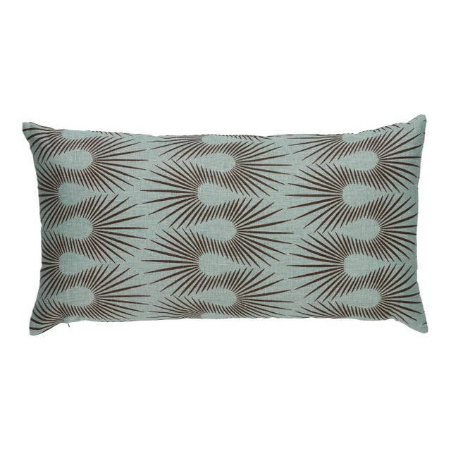 Schumacher x Neisha Crosland Hedgehog 27" Pillow in Duck Egg Brown For Sale