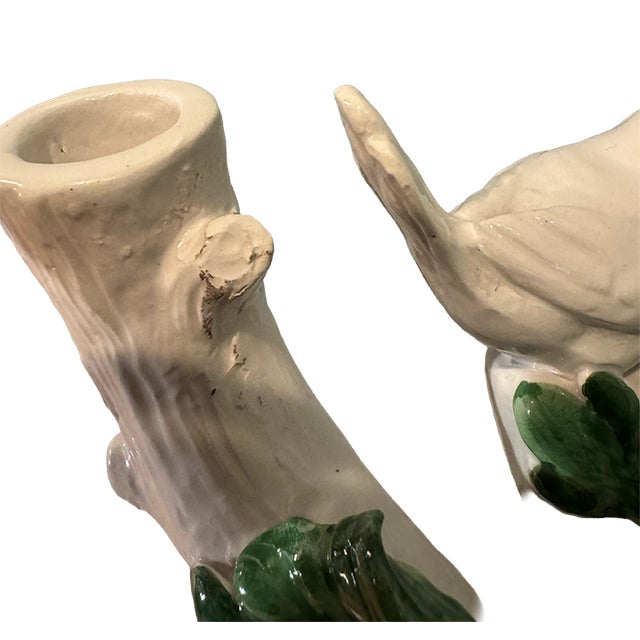 Ugo Zaccagnini Italian Bird & Branch Ceramic Candelabra, Circa 1930s–40s For Sale - Image 15 of 17