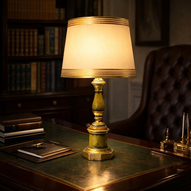 Vintage Circa Late 1960s–1970s Borghese Table Lamp With Original Shade & Finial – 1970s Traditional For Sale - Image 16 of 16