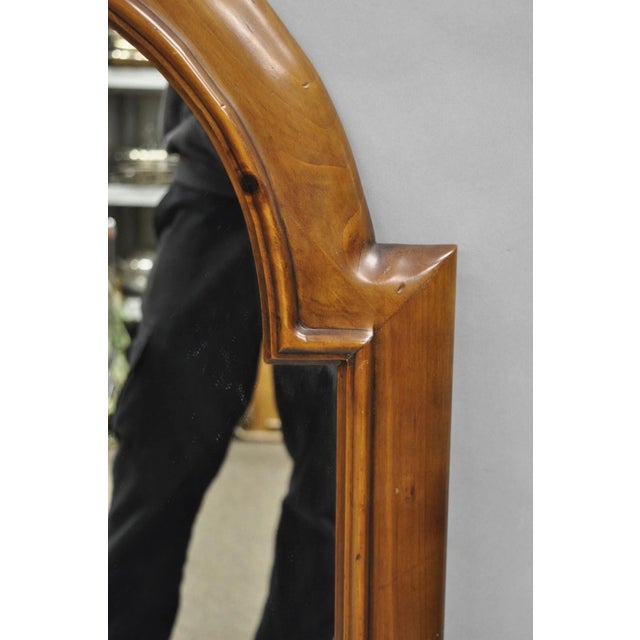 Vintage French Country Style Solid Pine Wood Sculpted Arch Wall Mirror For Sale - Image 4 of 10