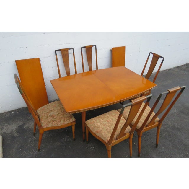 Mid Century Modern Set of Dining Table Six Chairsnd Two Leaves | Chairish