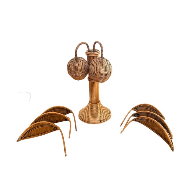 Mario Lopez Torres Vintage Split Reed Palm Tree Table Lamp For Sale - Image 4 of 11