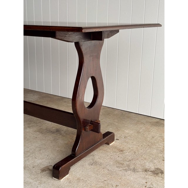 Late 19th Century Antique English Wooden Trestle Dining Table, C. 1880–1910 For Sale - Image 5 of 18