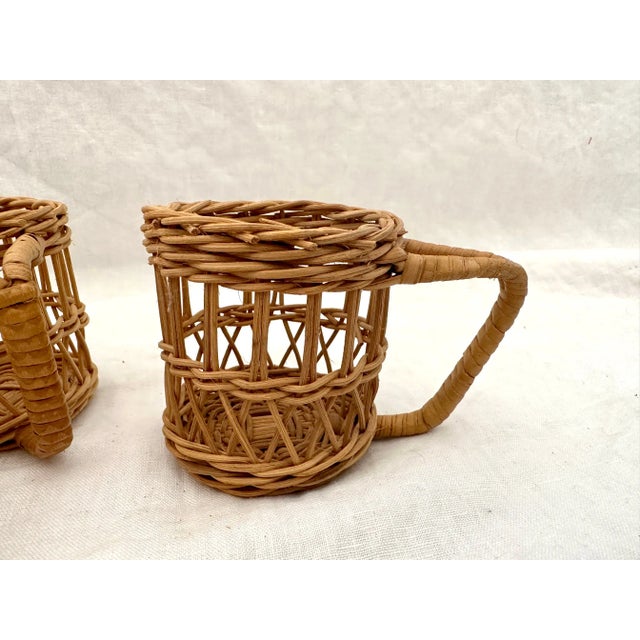 Vintage Ferraulm Aluminum/Wicker Plate Serving Tray Set of 4 For Sale - Image 9 of 12