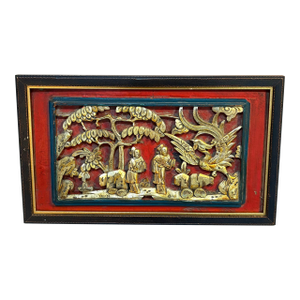 Chinese Giltwood Relief Carving/Painting