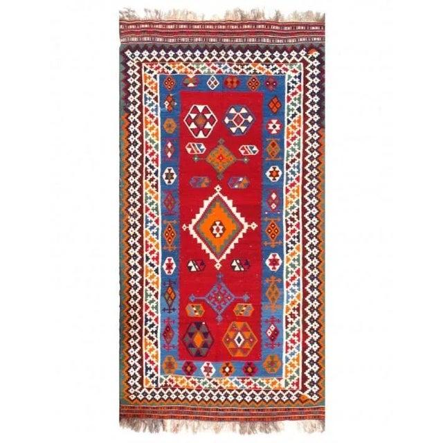 1950s 1950s Antique Shiraz Kilim Rug For Sale - Image 5 of 5