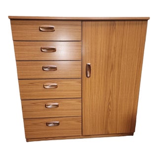 1960s English Schreiber Wheeled Cupboard Dresser For Sale