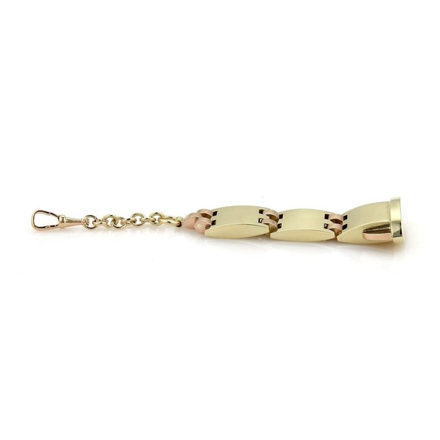 Contemporary Mid 20th Century Retro Watch Fob 14k Yellow & Rose Gold For Sale - Image 3 of 4