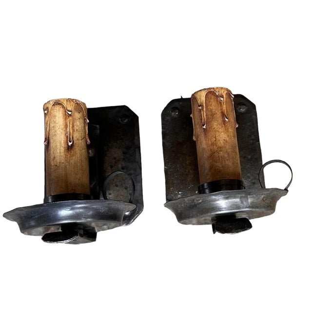 Pai of Cast Brass Sconces in Original Bronzing Patina, Circa 1920 For Sale - Image 4 of 9