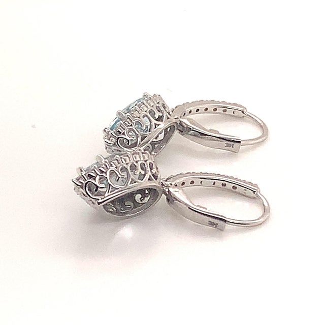 Natural Aquamarine Diamond Earrings 14k Gold 3.61 Tcw Certified For Sale - Image 12 of 12