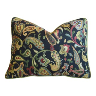 Designer Paisley Floral Botanical Feather/Down Pillow 24” X 18” For Sale