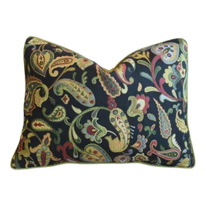 Designer Paisley Floral Botanical Feather/Down Pillow 24” X 18”