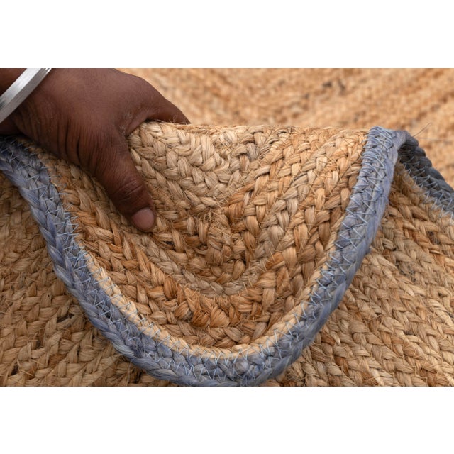 2x4Ft. Grey Wave Scallop Jute Rug For Sale - Image 10 of 12