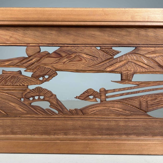 Wooden Ranma Temple Mountain Landscape, Japan, 1920s For Sale - Image 14 of 15