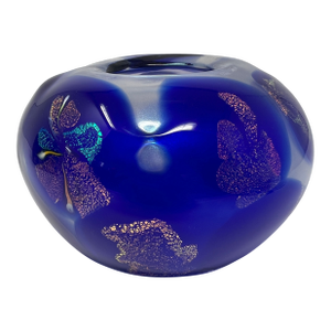 Artist Signed Cobalt Blue Studio Art Glass Sculptural Vase-Late 20th Century