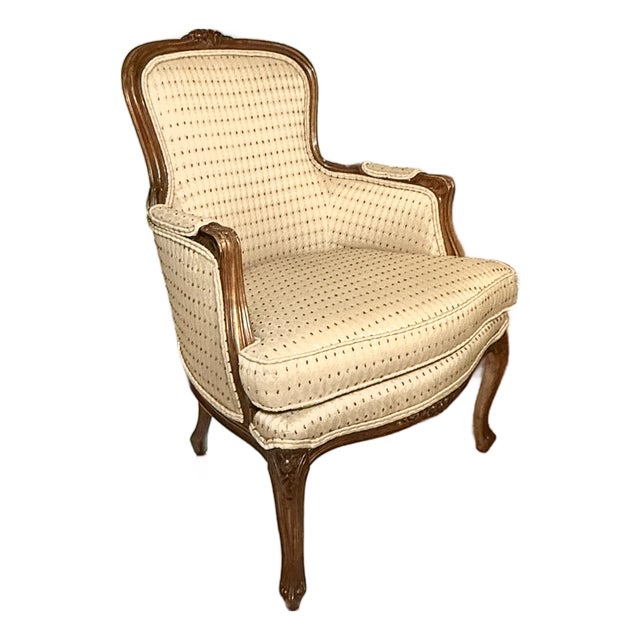 Vintage French Louis XV Style Carved Wood Accent Armchair For Sale