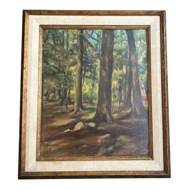 1930’s Modernist Forest Landscape Painting “Bear Lake Woods” For Sale