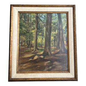 1930’s Modernist Forest Landscape Painting “Bear Lake Woods”