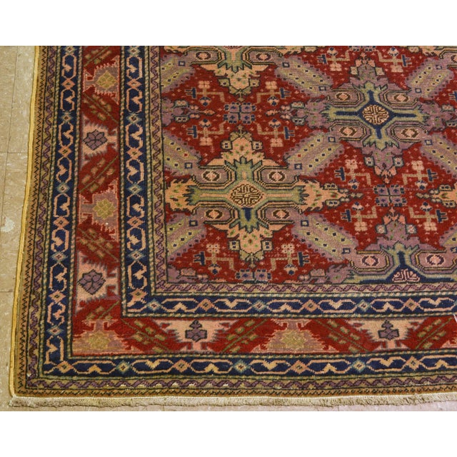 1930s Vintage Turkish Anatolian Hand Knotted Organic Wool Fine Weave Rug,6'4"x9'5" For Sale - Image 5 of 7