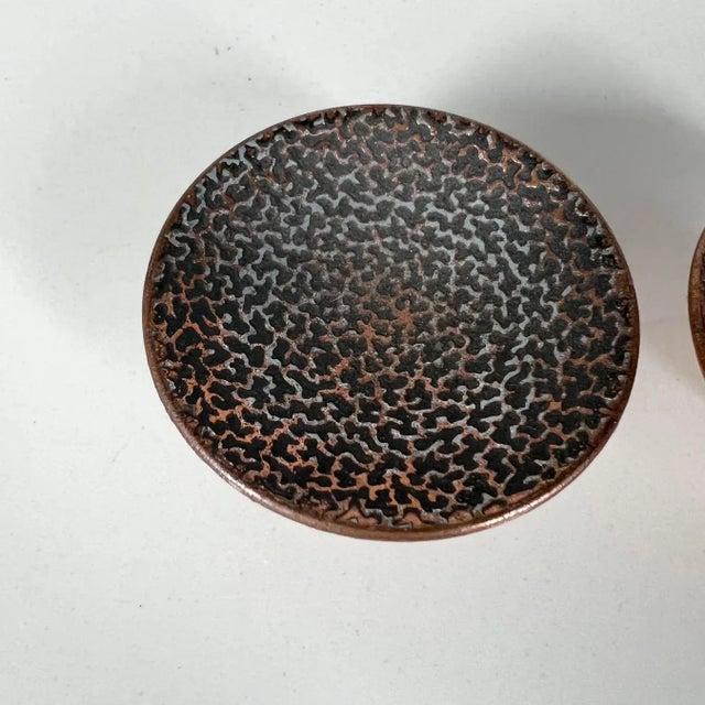 Metal Midcentury Hardware Hammered Round Drawer Pulls Knobs For Sale - Image 7 of 13