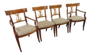 Regency Cherry Gilt Carved Dining Chairs - Set of 4