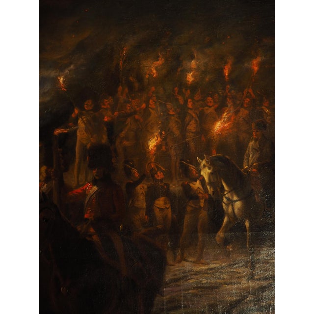 Napoleon and His Troops, a Large Antique Oil on Canvas Painting, 96.5 X 78 In For Sale - Image 17 of 18
