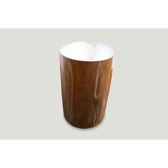 2010s Andrianna Shamaris Natural Teak Wood Pedestal For Sale - Image 5 of 5