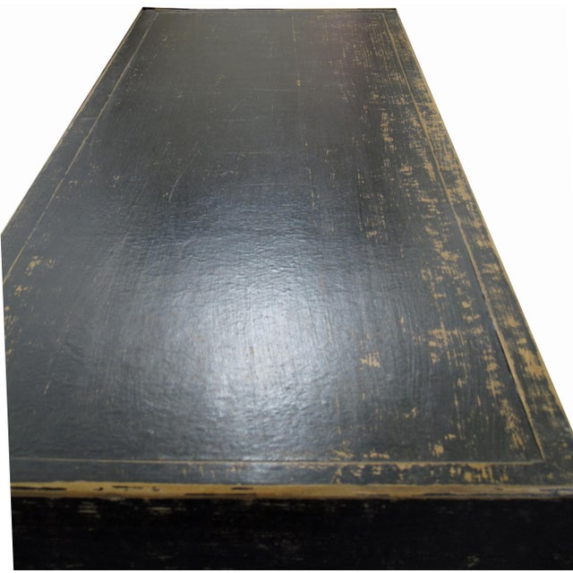 Distressed 2 Panels Door Black Sideboard For Sale - Image 4 of 5