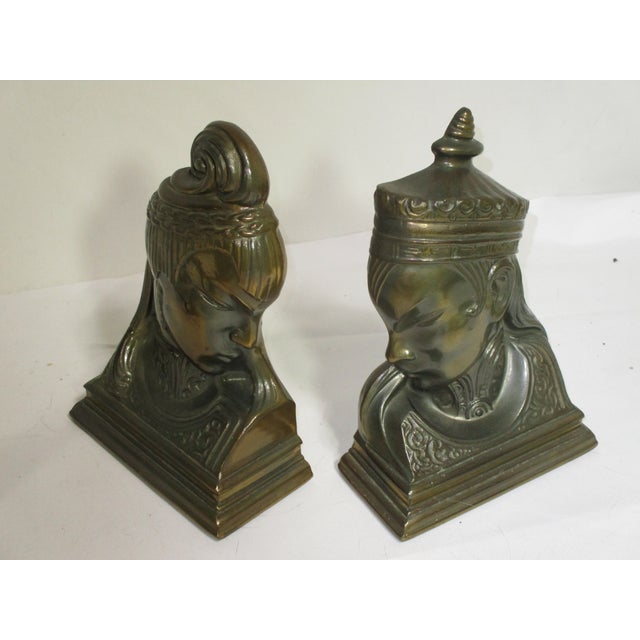 Vintage Asian Brass Bookends - Pair For Sale - Image 9 of 12