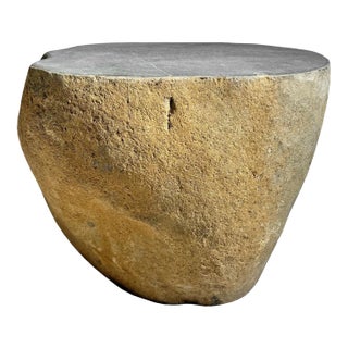 Vintage Boulder Outdoor Organic Modern Stool Side Table For Sale