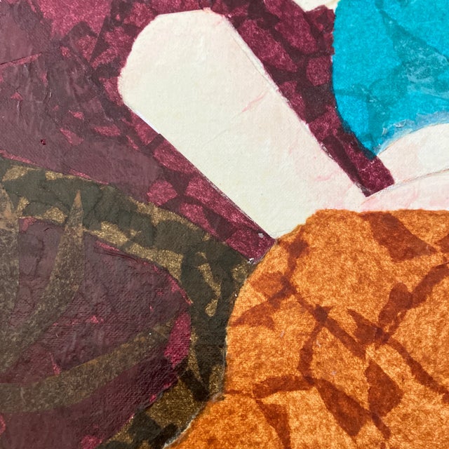 1980’s Original Painting/Collage Mother & Child Signed For Sale - Image 4 of 8