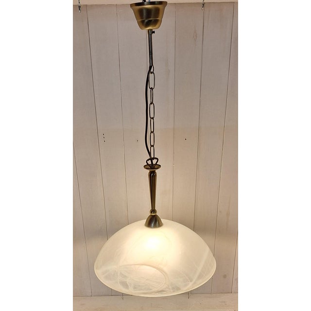 Vintage Pendant Lamp with Marbled White Glass Shade from Honsel, 2000s For Sale - Image 3 of 9
