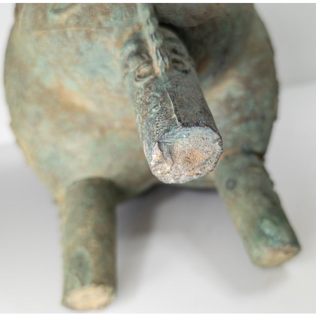 20th Century Chinese Verdigris Brass Ding Ritual Bronze Form Vessel For Sale - Image 16 of 18