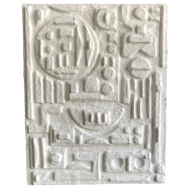 Sculpture Materials Geometric Plaster Bas Relief Painting For Sale - Image 7 of 7