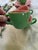 1950s Set of Four (4) MCM Teacups With Saucers in Pink and Green For Sale - Image 4 of 10