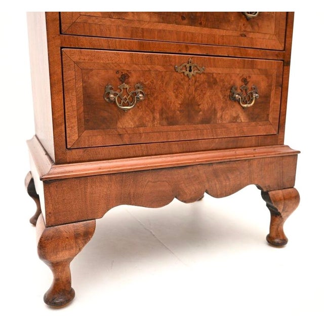 Antique Burr Walnut Chest on Legs, 1880 For Sale - Image 9 of 10