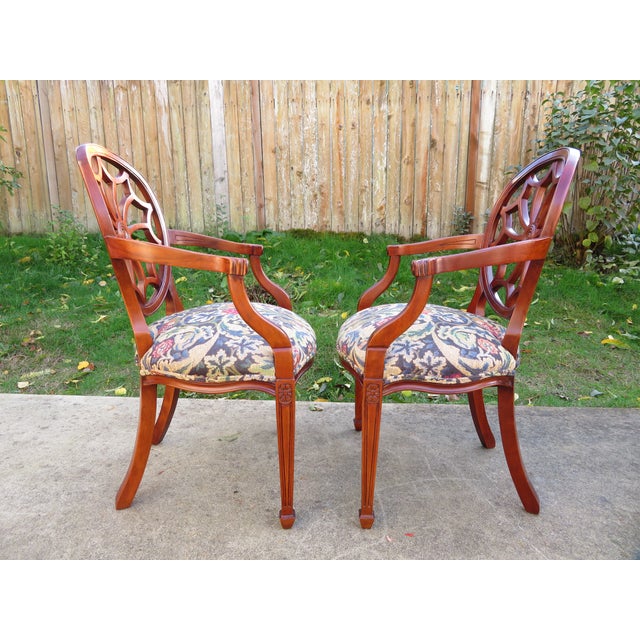 Vintage Hickory Chair Co Mahogany Spider Back Captain's Side Chair Pair For Sale - Image 10 of 16