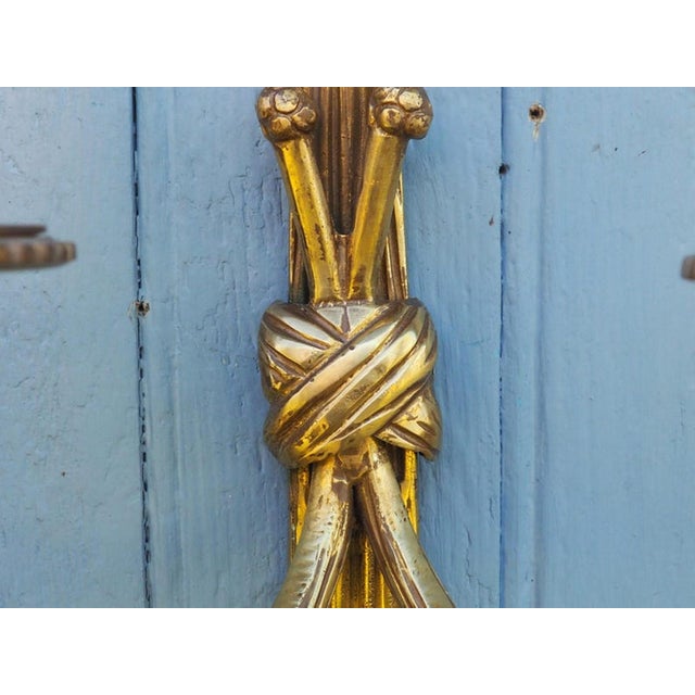 Large Antique Louis XVI Style Rope Tassel Wall Lights in Gilt Bronze, 1890s, Set of 2 For Sale - Image 6 of 18