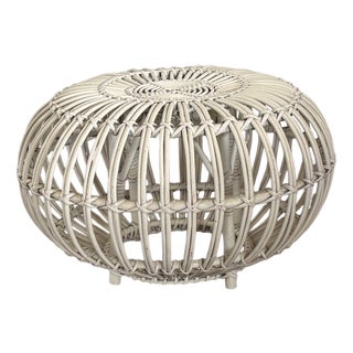 Mid-Century Italian Rattan Bamboo Margherita Stool or Ottoman attributed to Franco Albini, 1950s For Sale