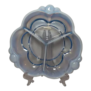 1950s Duncan & Miller Sanibel Blue Opalescent Divided Dish