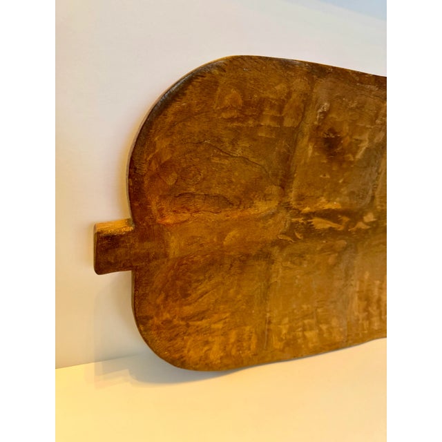 Brown Large Hand Carved Wood Leaf Tray Wooden Centerpiece Rustic Primitive Japandi For Sale - Image 8 of 11